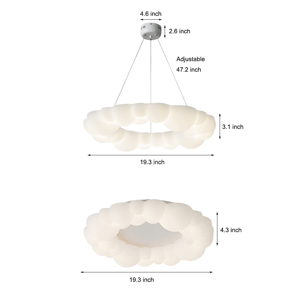Nordic White Cloud LED Flush Mount Ceiling Light Dimmable Bubble Pendant Lighting