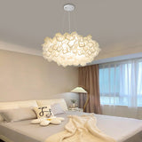 Nordic White Flower Petal LED Pendant Light Dimmable Three Step Color Ceiling Chandelier