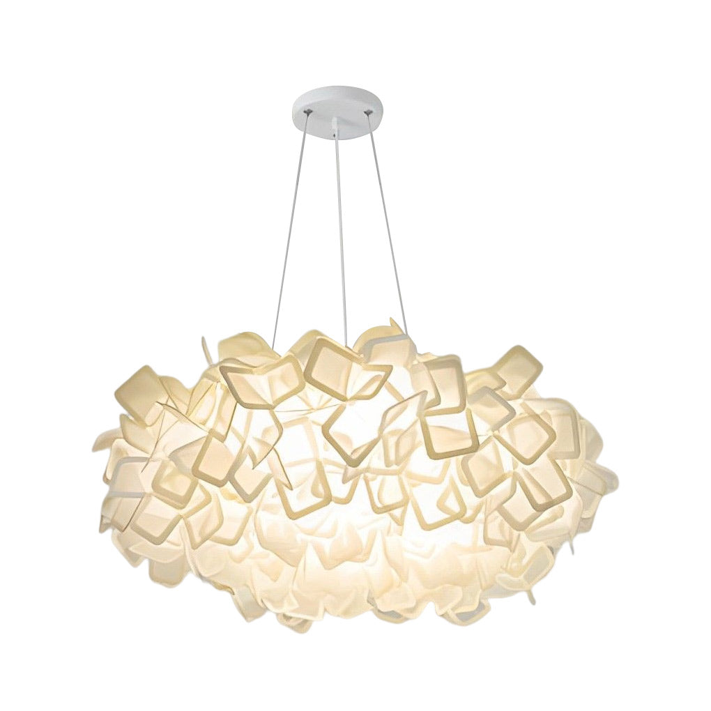Nordic White Flower Petal LED Pendant Light Dimmable Three Step Color Ceiling Chandelier