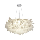 Nordic White Flower Petal LED Pendant Light Dimmable Three Step Color Ceiling Chandelier
