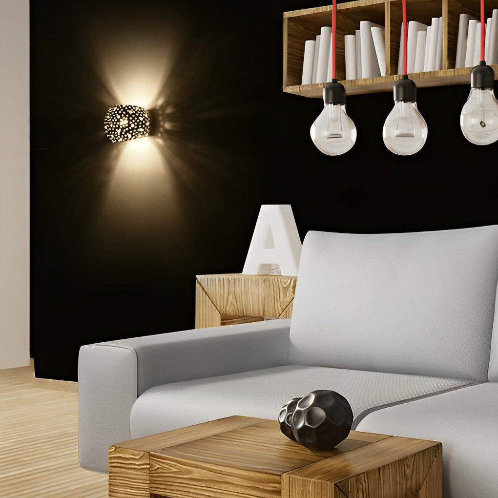 Nordic White Hollow LED Wall Lamp Modern Up and Down Lighting Gypsum Sconce for Living Room