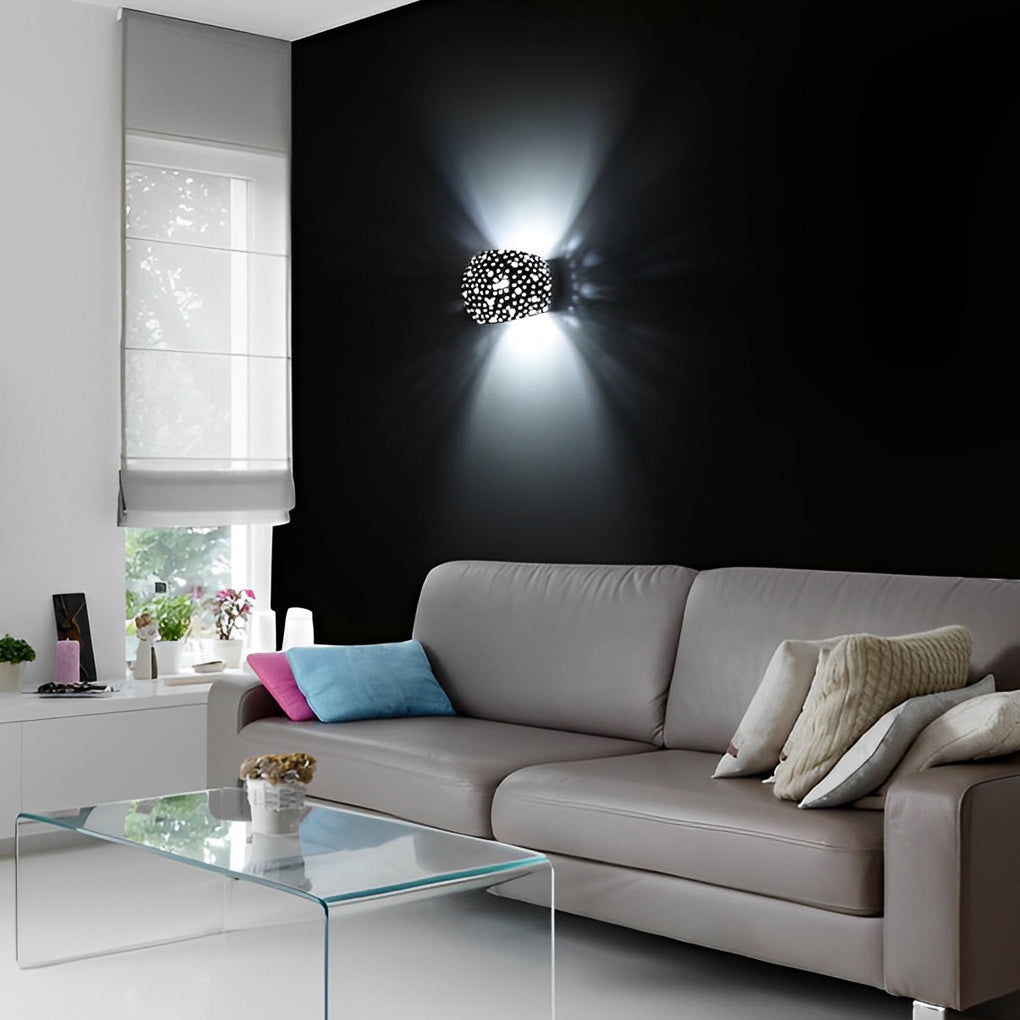 Nordic White Hollow LED Wall Lamp Modern Up and Down Lighting Gypsum Sconce for Living Room
