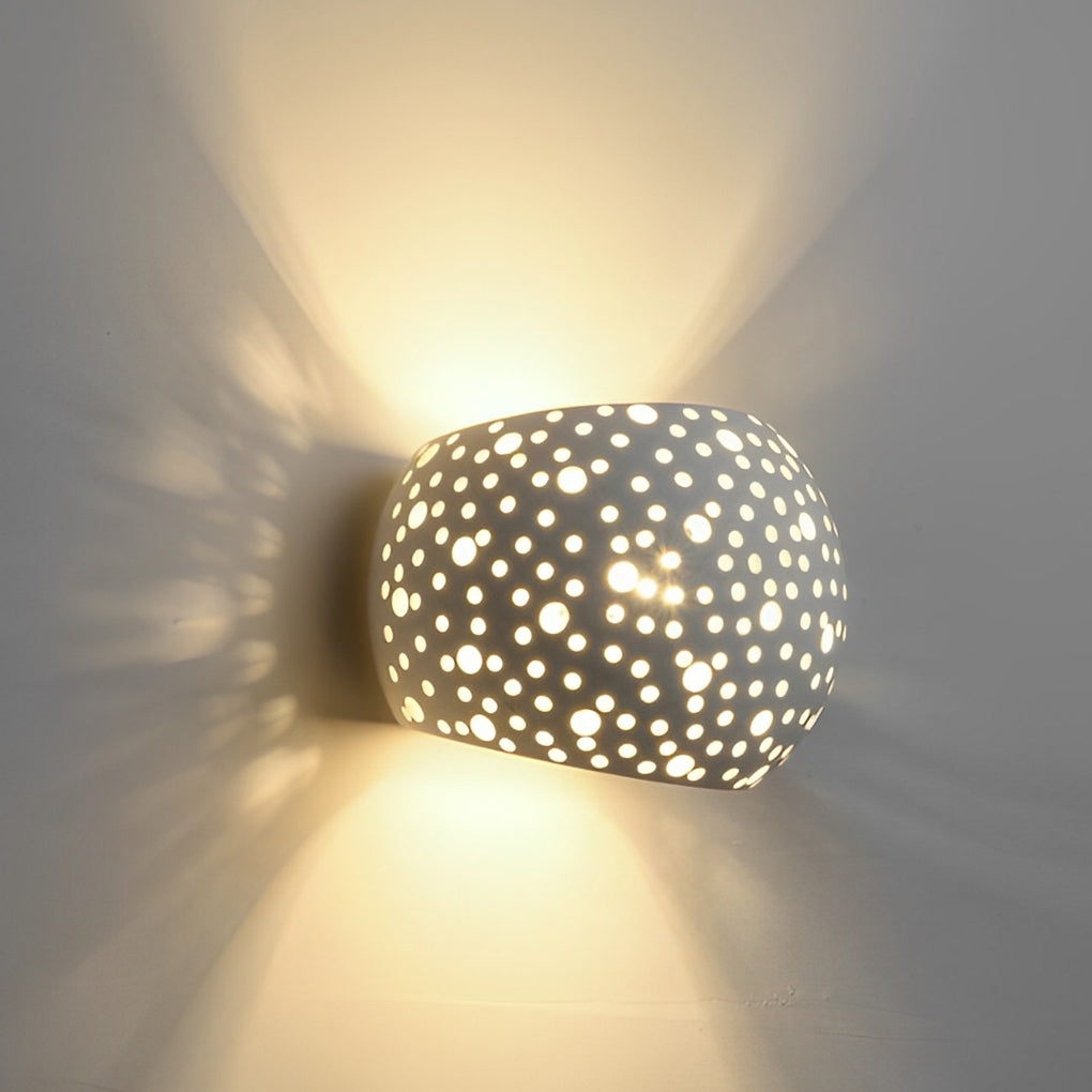 Nordic White Hollow LED Wall Lamp Modern Up and Down Lighting Gypsum Sconce for Living Room