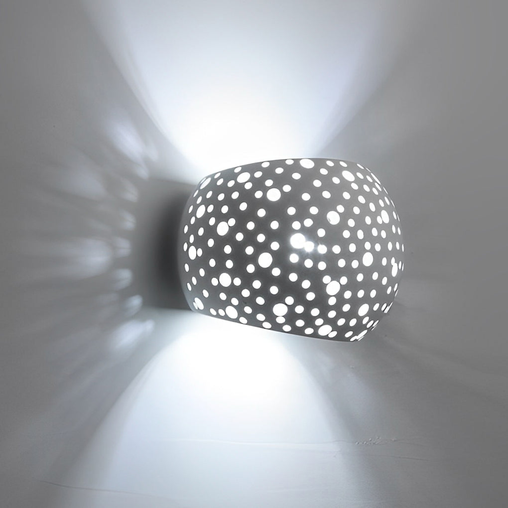 Nordic White Hollow LED Wall Lamp Modern Up and Down Lighting Gypsum Sconce for Living Room