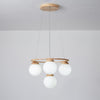 Nordic Wood and Glass Globe Chandelier Modern Minimalist Ceiling Light Fixture