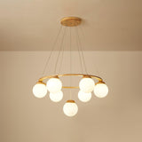 Nordic Wood and Glass Globe Chandelier Modern Minimalist Ceiling Light Fixture