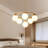 Nordic Wood and Glass Globe Chandelier Modern Minimalist Ceiling Light Fixture