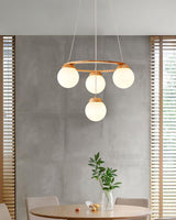 Nordic Wood and Glass Globe Chandelier Modern Minimalist Ceiling Light Fixture