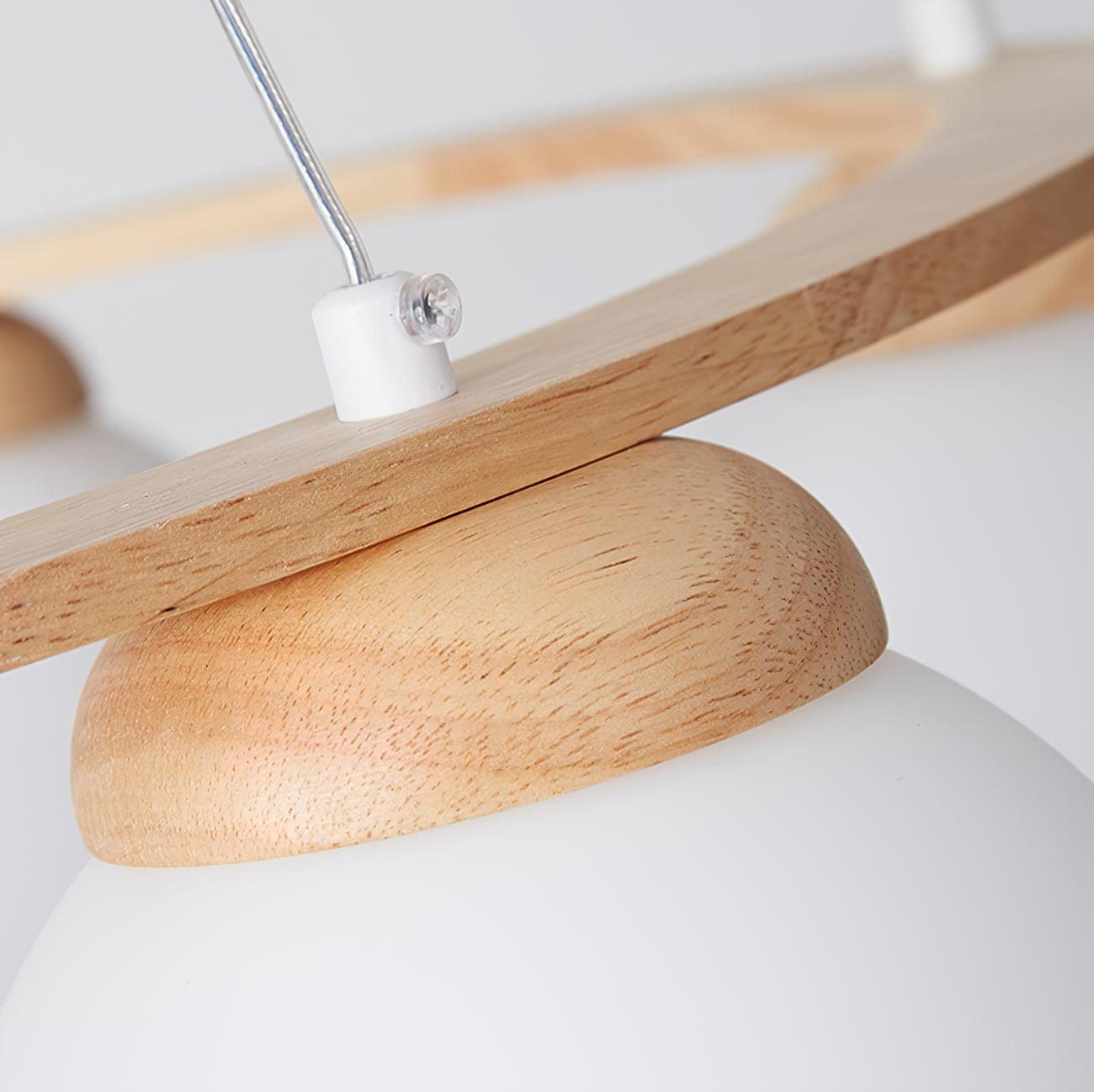 Nordic Wood and Glass Globe Chandelier Modern Minimalist Ceiling Light Fixture