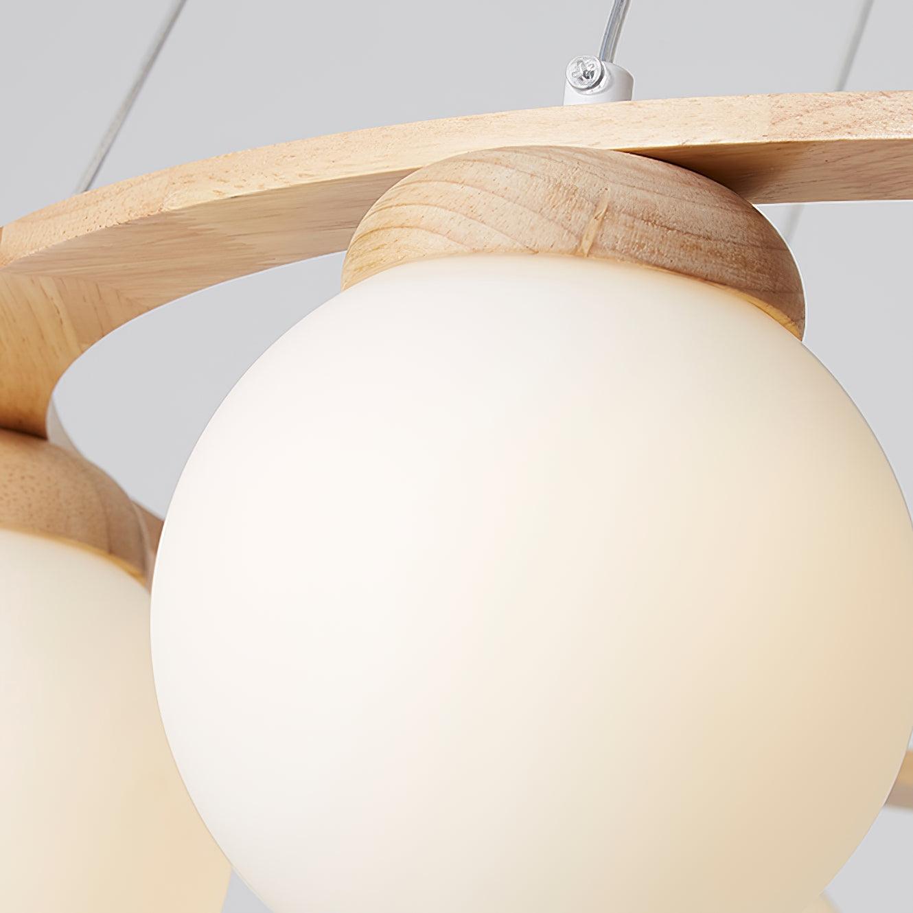 Nordic Wood and Glass Globe Chandelier Modern Minimalist Ceiling Light Fixture