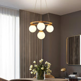 Nordic Wood and Glass Globe Chandelier Modern Minimalist Ceiling Light Fixture