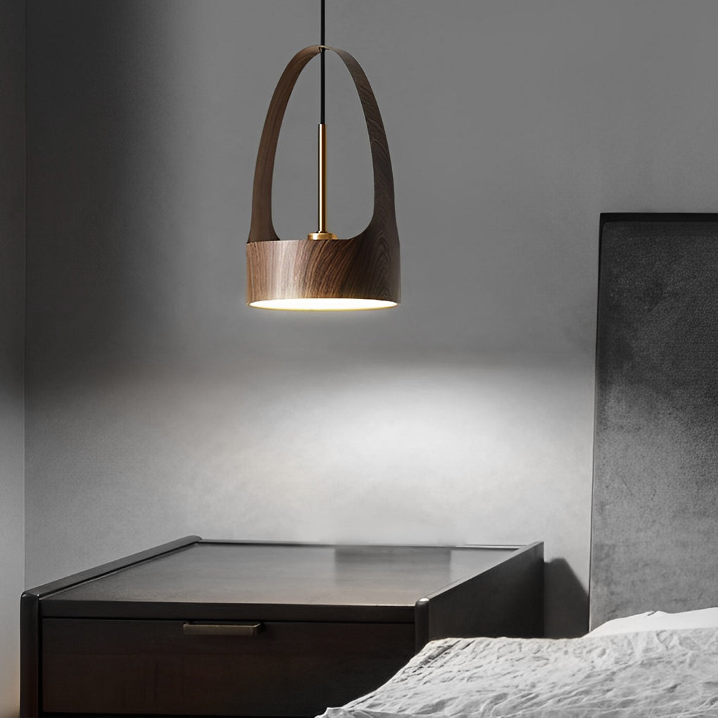 Nordic Wood Texture LED Pendant Light Small Acrylic Chandelier for Modern Home Lighting