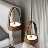 Nordic Wood Texture LED Pendant Light Small Acrylic Chandelier for Modern Home Lighting