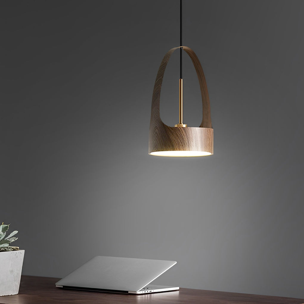 Nordic Wood Texture LED Pendant Light Small Acrylic Chandelier for Modern Home Lighting