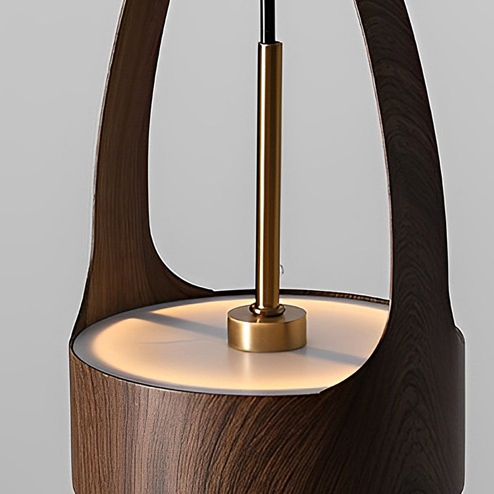 Nordic Wood Texture LED Pendant Light Small Acrylic Chandelier for Modern Home Lighting