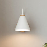 Nordic Wooden Wall Sconce Set with Cone Iron Shade and Modern Metal Accents