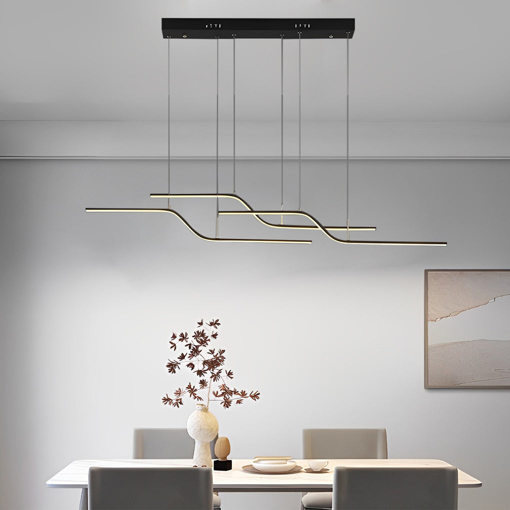 Nordic Z Shape Smart LED Chandelier Dimmable Pendant Light for Modern Dining Room and Bar