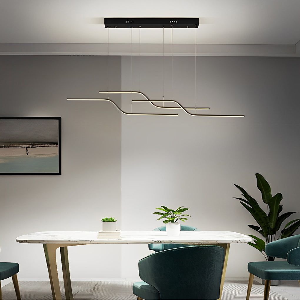 Nordic Z Shape Smart LED Chandelier Dimmable Pendant Light for Modern Dining Room and Bar