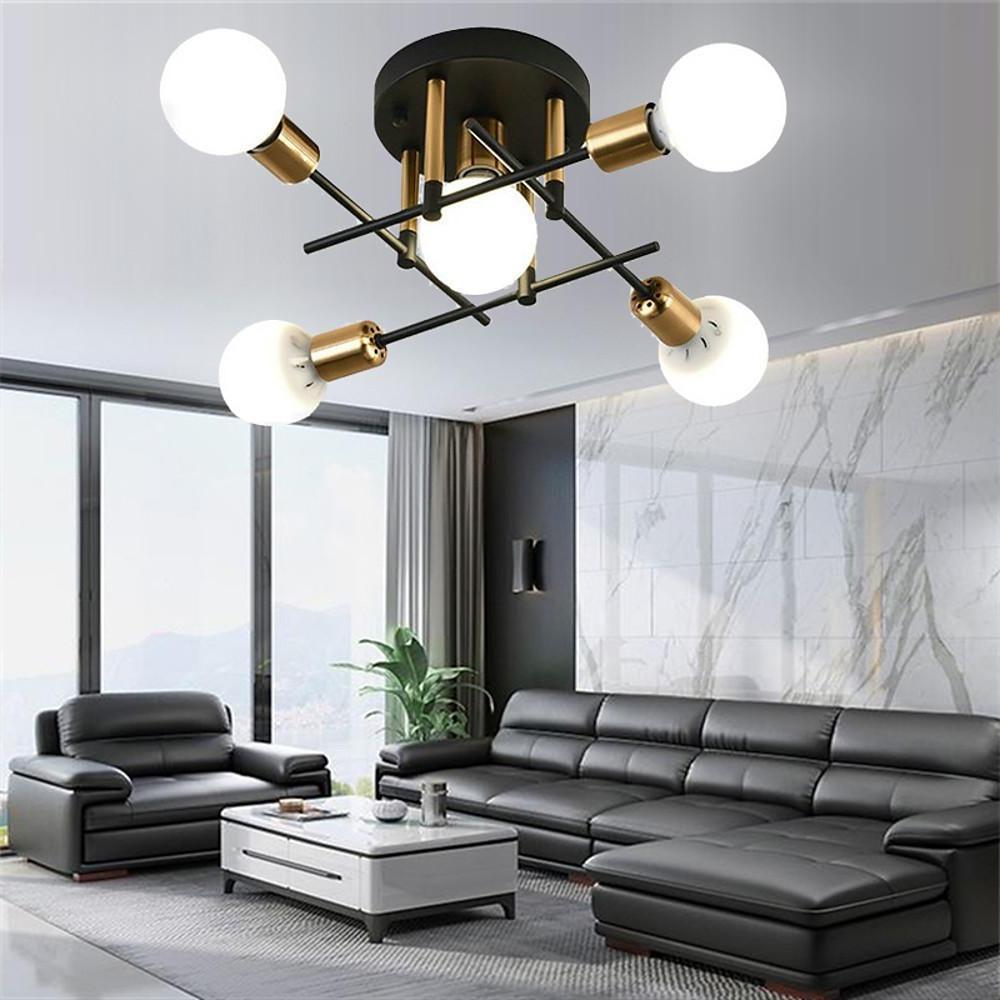 Geometric Nordic Semi Flush Mount Ceiling Light 5 Light Metal Artistic Fixture for Modern Home Lighting