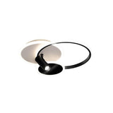 Modern Black Ring LED Flush Mount Ceiling Light with Integrated Spotlights for Living Room