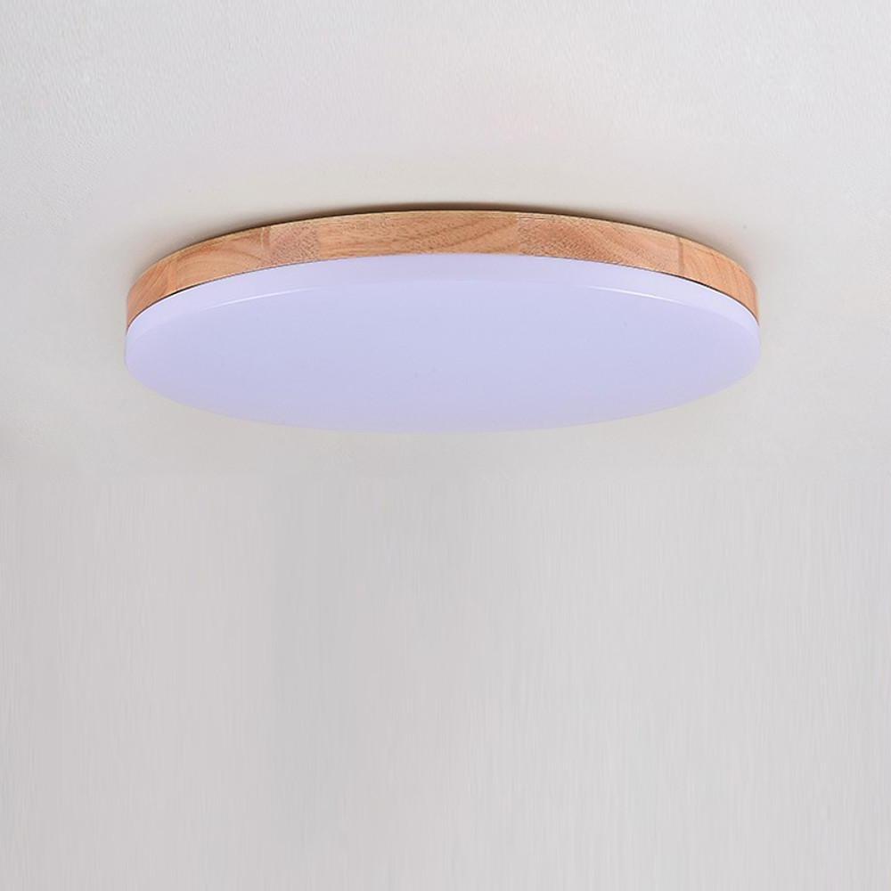 Minimalist Circular Bamboo Wood LED Flush Mount Light with Acrylic Shade
