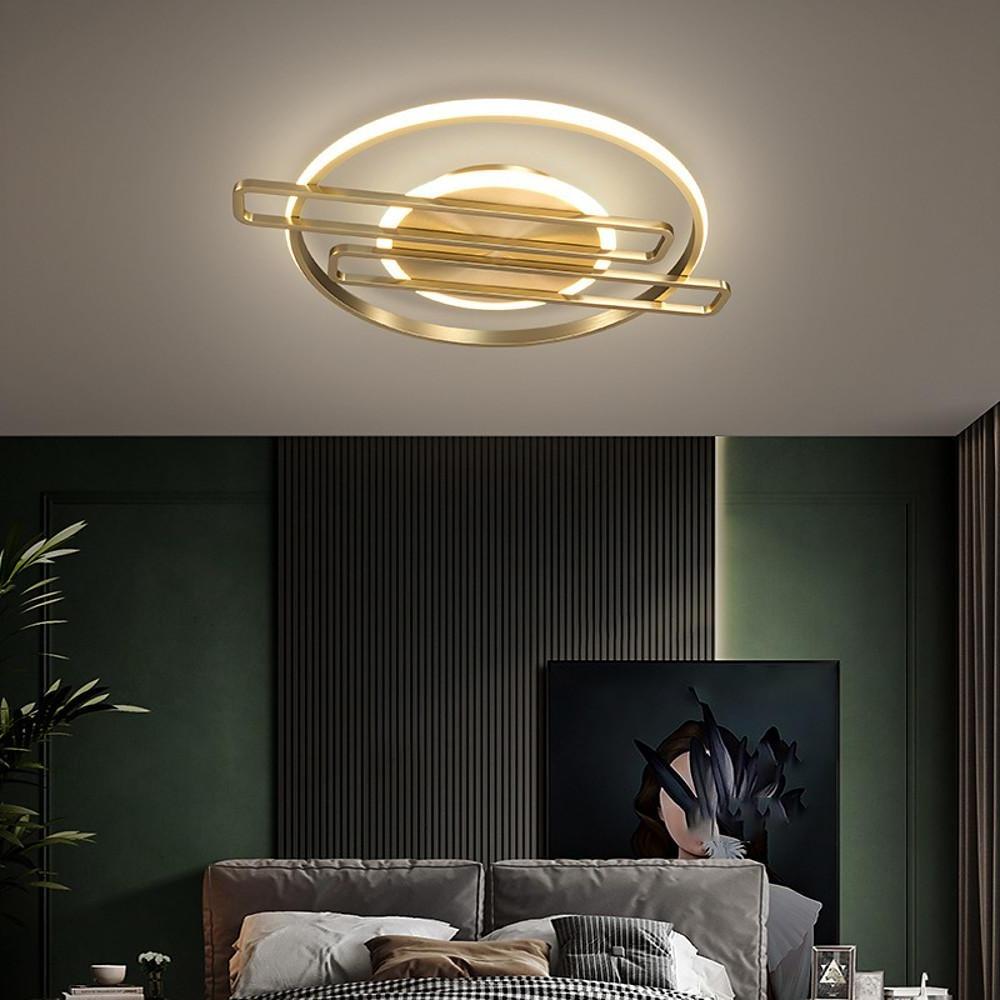 Modern Circular Linear LED Ceiling Light Dimmable Nordic Cluster Flush Mount Metal Fixture