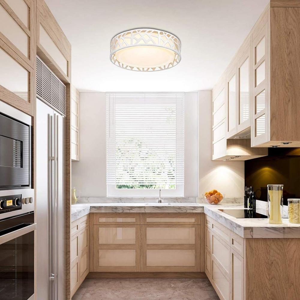 Modern Geometric Round Metal LED Flush Mount Ceiling Light for Bedroom Kitchen and Office