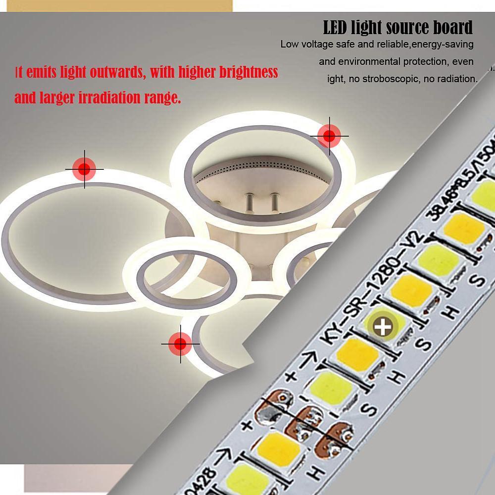 Modern Geometric Circles LED Cluster Ceiling Light Flush Mount Fixture for Bedroom and Living Room