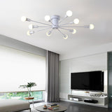 Modern 10 Light Metal Flush Mount Ceiling Fixture for Industrial Kitchen and Large Living Spaces