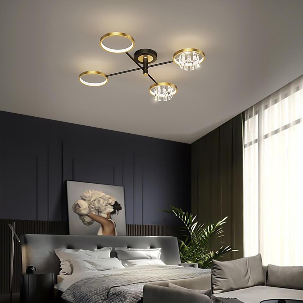Modern Nordic Geometric Crystal LED Flush Mount Ceiling Light for Luxury Living Room Decor