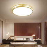 Modern Gold Dimmable LED Round Flush Mount Ceiling Light for Bedroom and Hallway