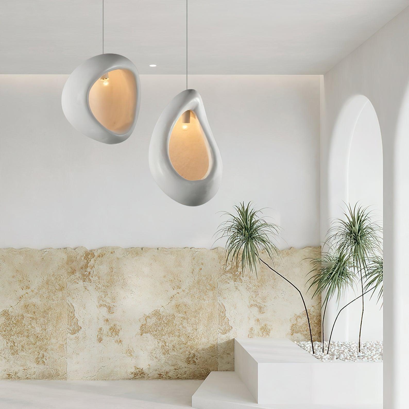 Nula Modern Resin Pendant Light Minimalist White Hanging Ceiling Lamp