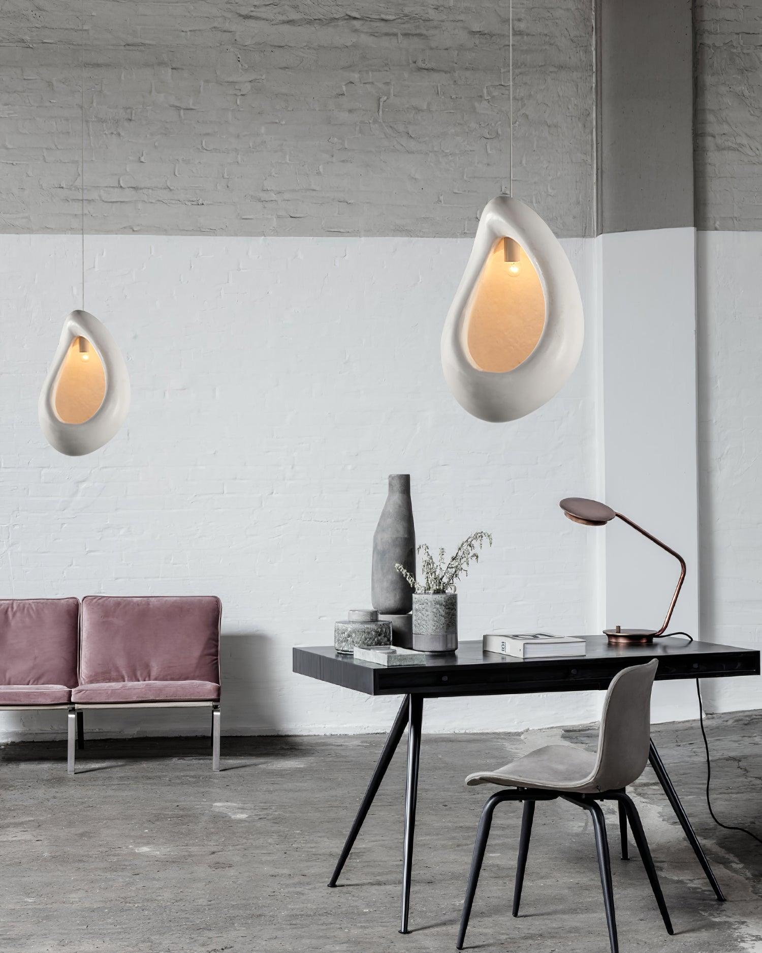 Nula Modern Resin Pendant Light Minimalist White Hanging Ceiling Lamp