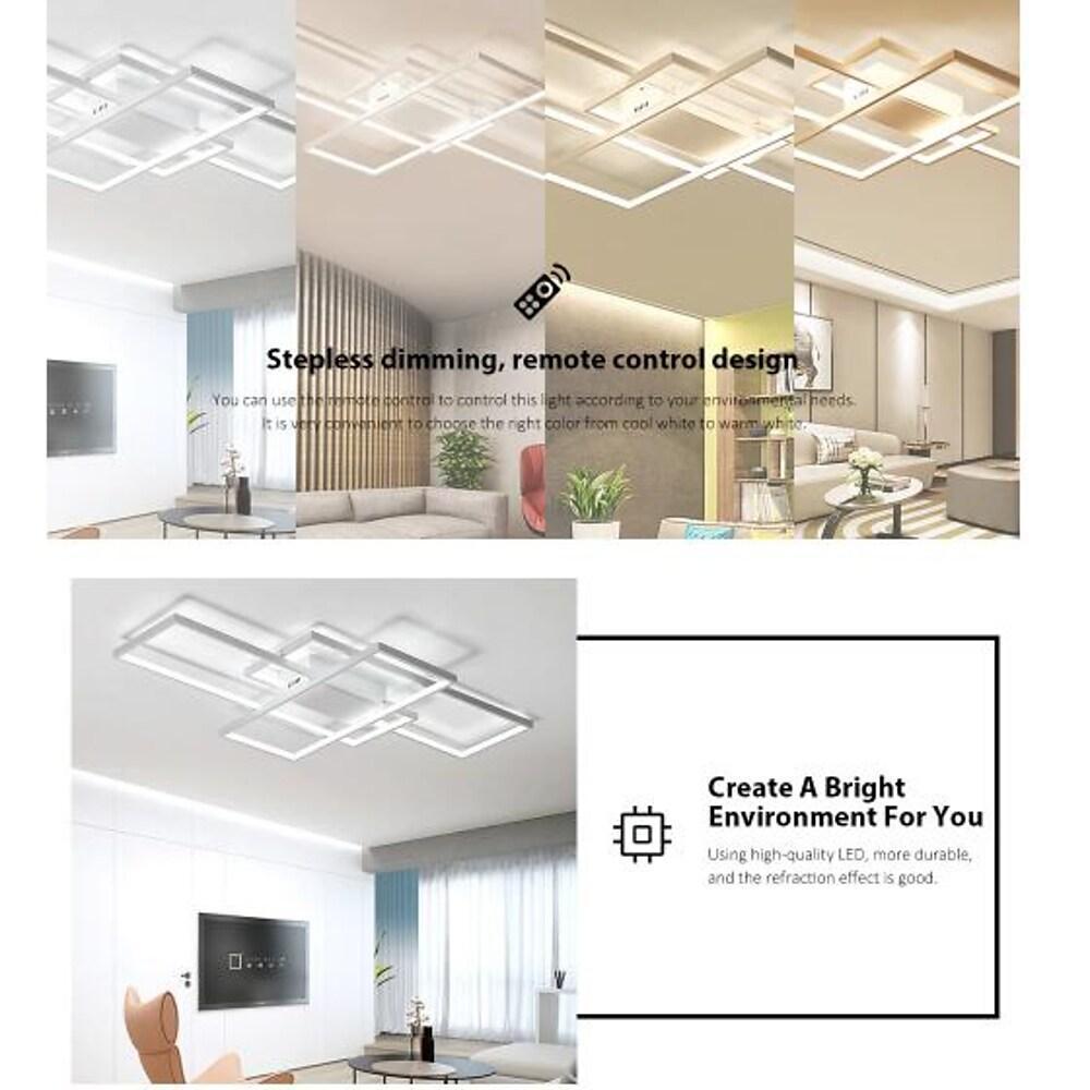 Modern Rectangular 3 Tier LED Flush Mount Ceiling Lamp Large Geometric Integrated Lighting Fixture