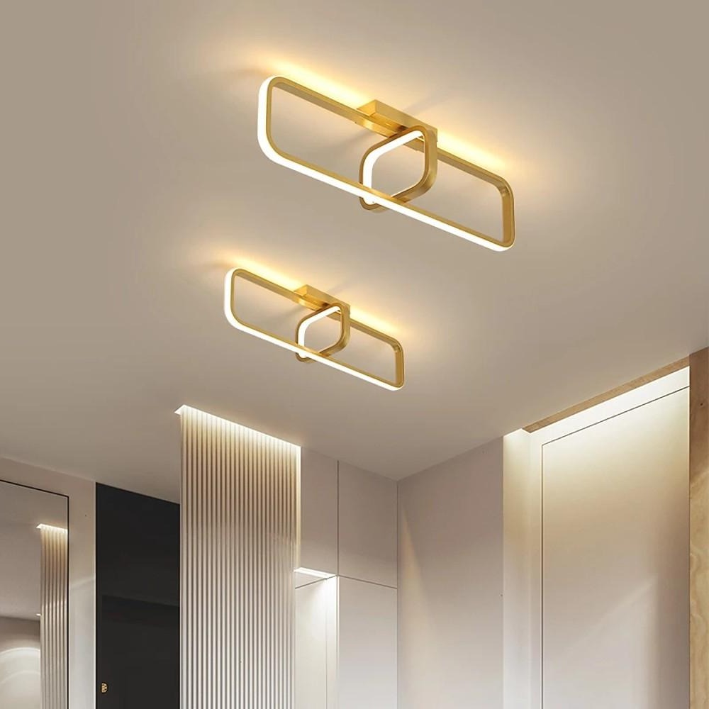 Modern Geometric Dimmable LED Flush Mount Ceiling Light Fixture with Rectangular Design