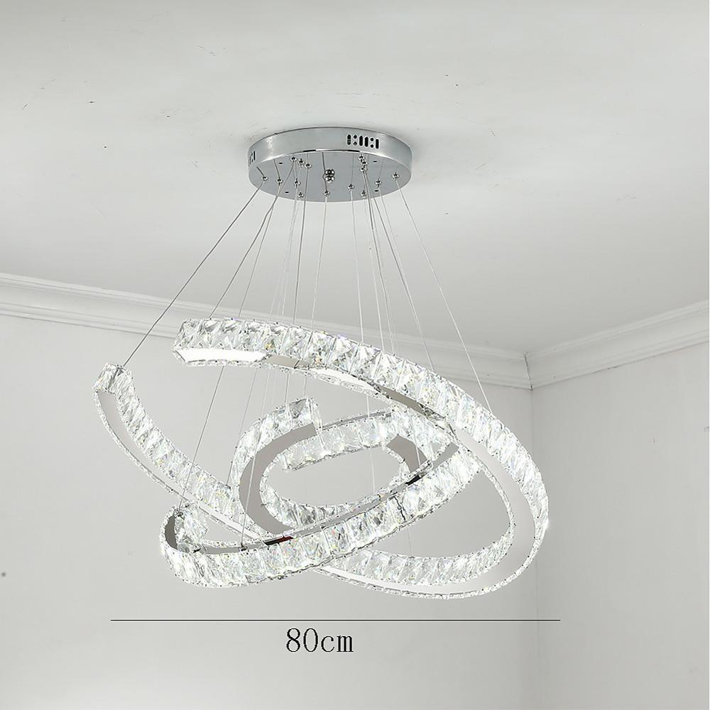 Modern Wave Crystal LED Flush Mount Ceiling Light Stainless Steel Fixture for Dining Room