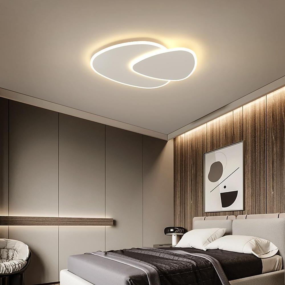 Modern White Geometric Dimmable LED Flush Mount Ceiling Light for Living Room