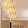 Modern Flower Design LED Flush Mount Ceiling Light with Electroplated Glass and RGB Multi Color Lighting