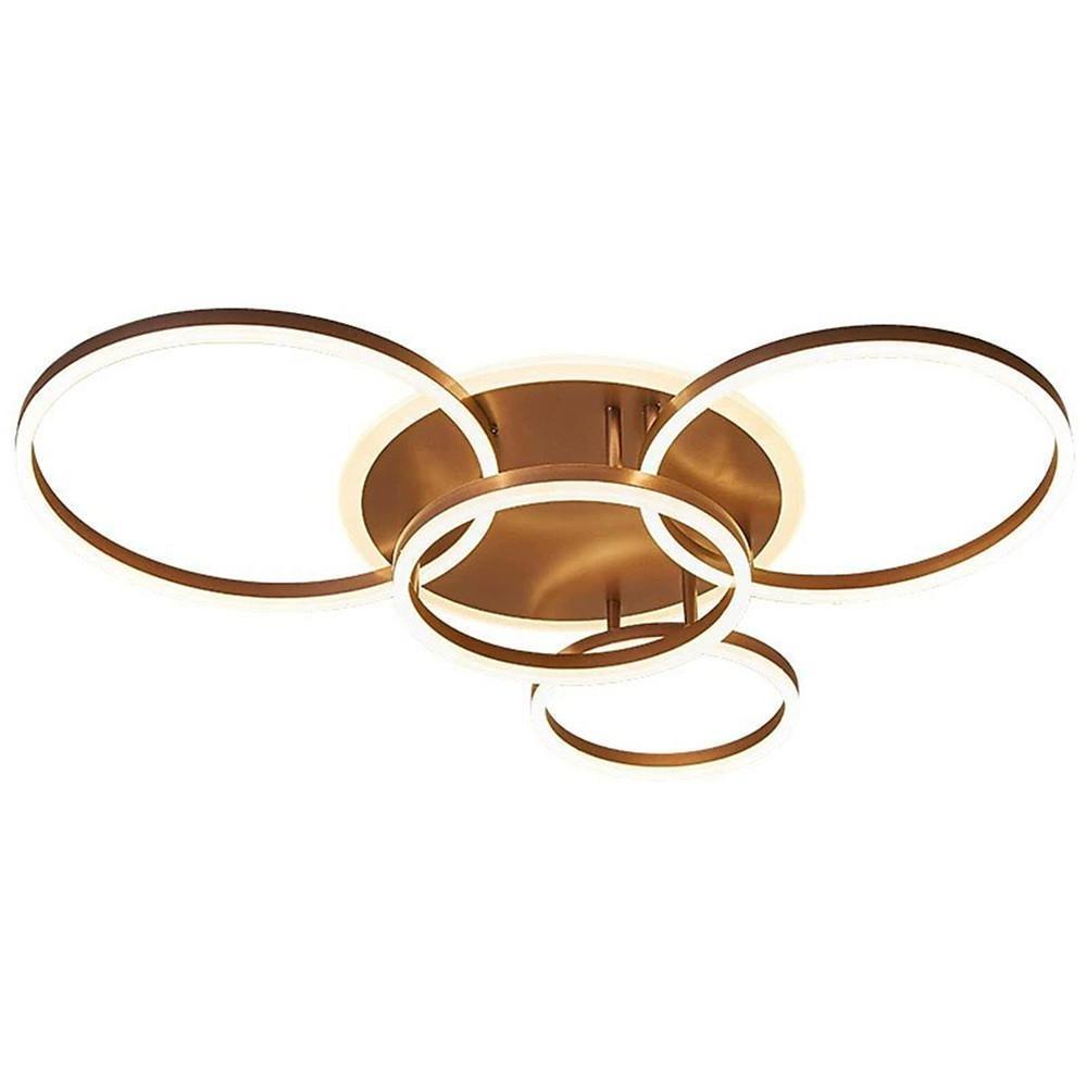 Modern 4 Ring LED Flush Mount Ceiling Light Dimmable Lighting Fixture with Remote Control