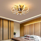 Modern 5 Blade Ceiling Fan with External LED Light Ring and Remote Control Dimming