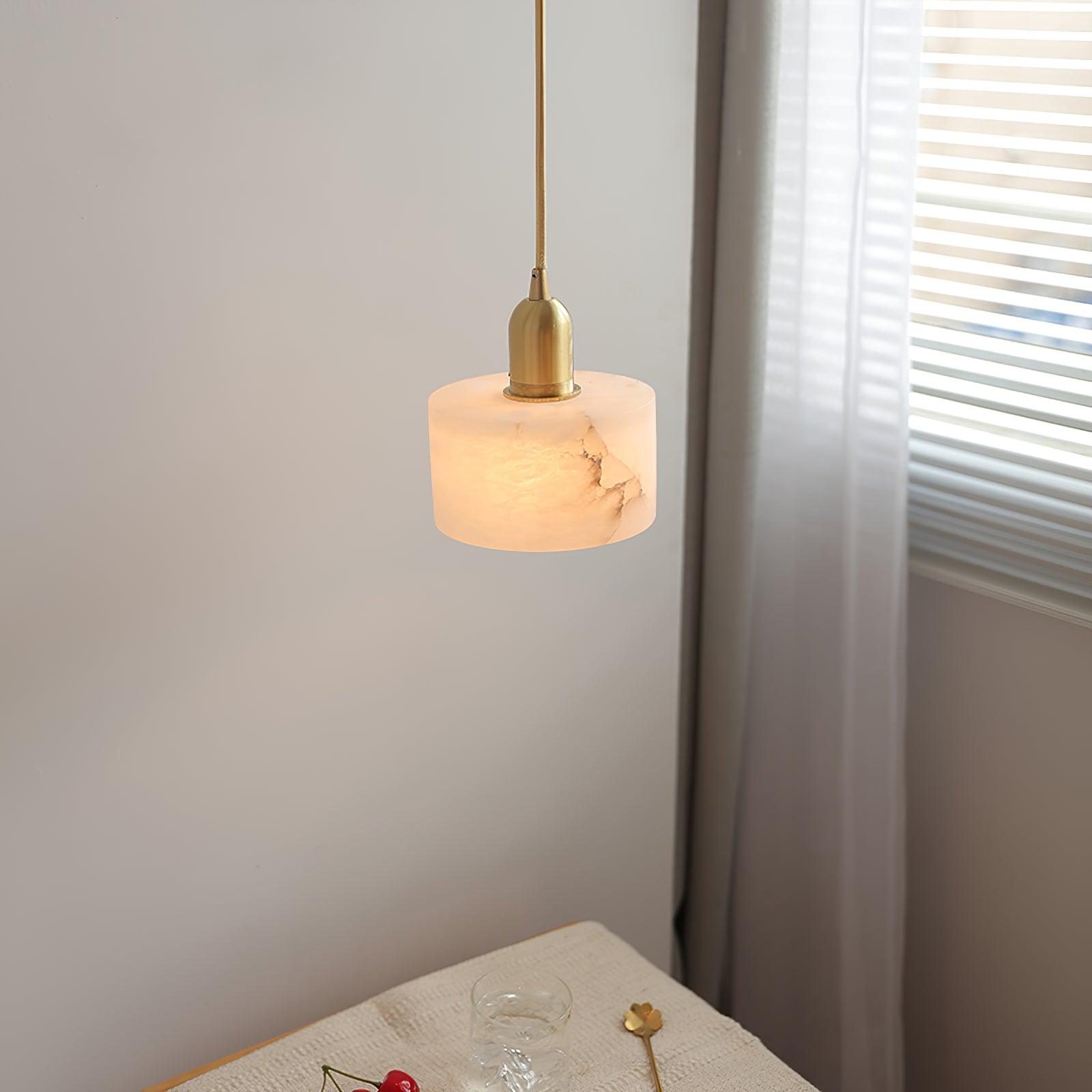 Odyssey Geometric Alabaster Pendant Light Brass Modern Hanging Ceiling Lamp