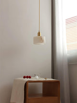 Odyssey Geometric Alabaster Pendant Light Brass Modern Hanging Ceiling Lamp