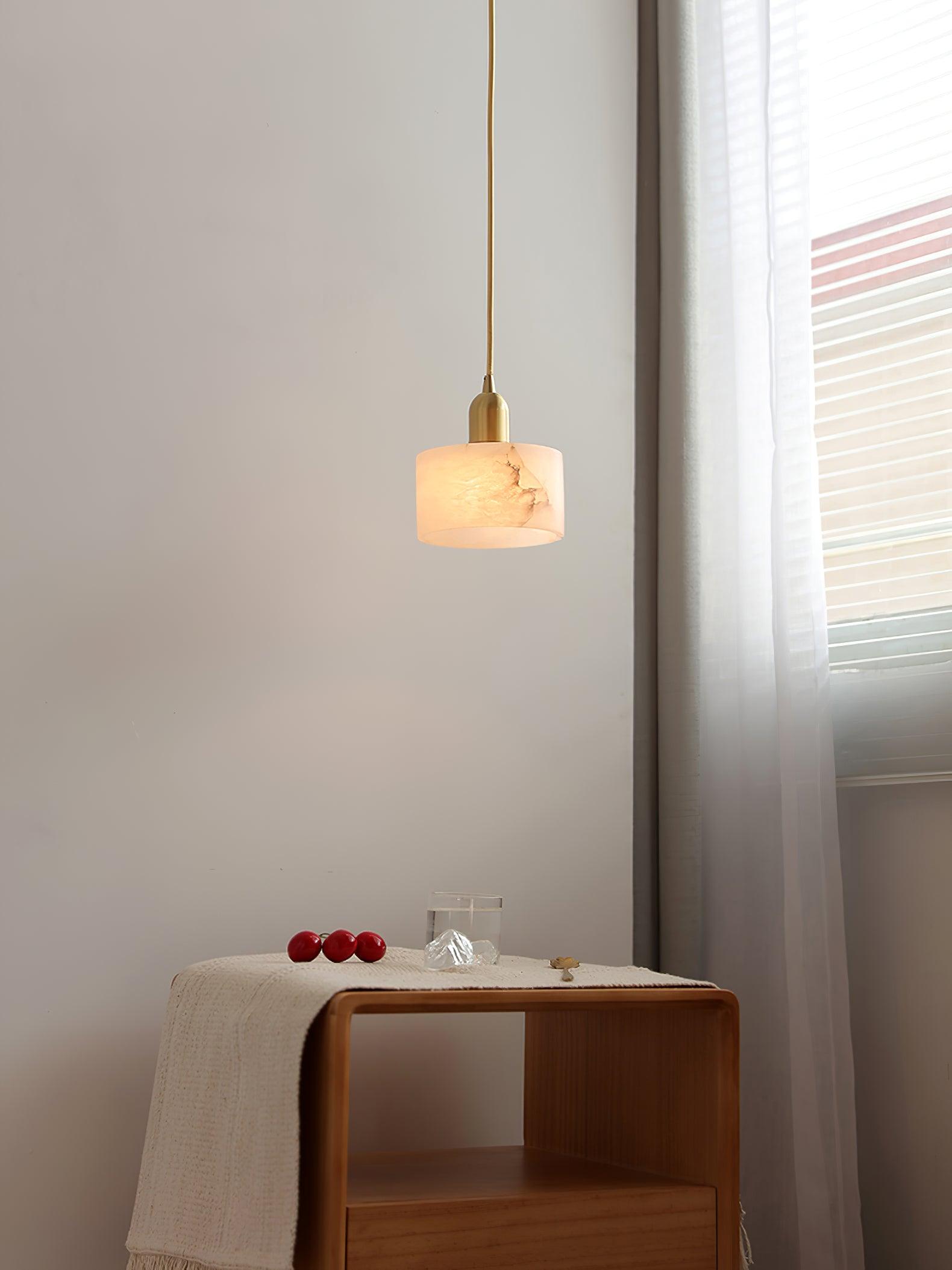 Odyssey Geometric Alabaster Pendant Light Brass Modern Hanging Ceiling Lamp