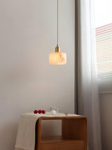 Odyssey Geometric Alabaster Pendant Light Brass Modern Hanging Ceiling Lamp