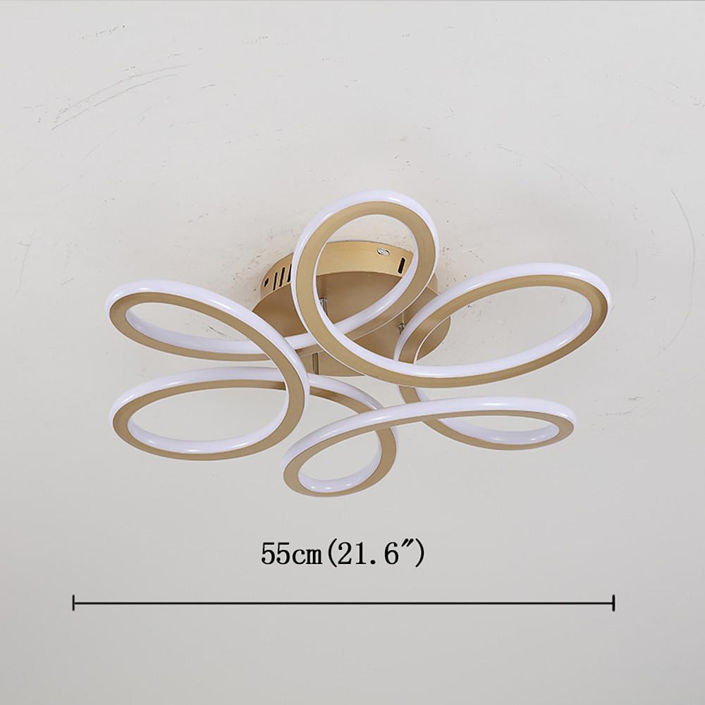 Elegant Swirl Flower Dimmable LED Ceiling Light Modern Flush Mount Fixture in Gold or Coffee