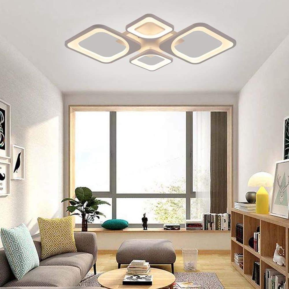 Modern Geometric White LED Ceiling Light Metal Flush Mount Lighting for Living Room Bedroom