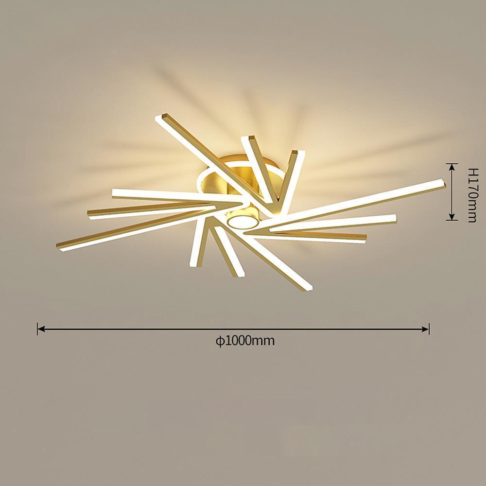 Modern Flower Shaped LED Ceiling Light Abstract Gold Geometric Flush Mount Fixture