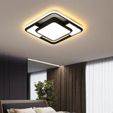 Modern Geometric Square LED Flush Mount Ceiling Light Fixture for Bedroom Living Room and Office