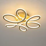 Elegant Swirl Flower Dimmable LED Ceiling Light Modern Flush Mount Fixture in Gold or Coffee