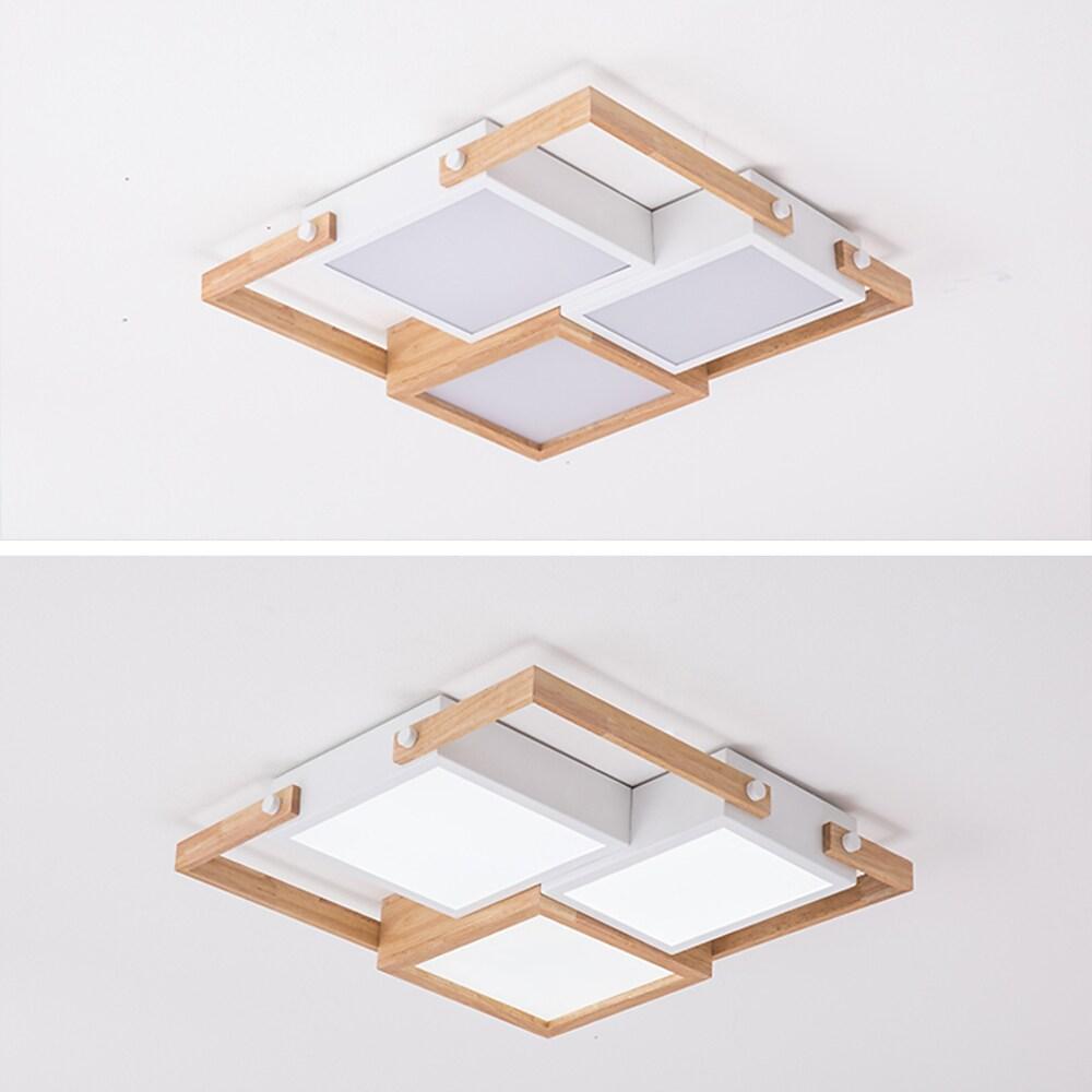 Scandinavian Geometric Wood LED Flush Mount Ceiling Light Modern Interior Fixture